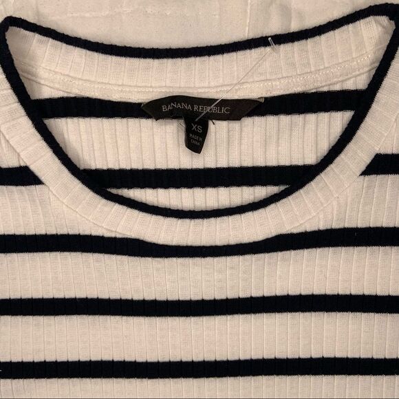Sz XS Banana Republic White Striped Ribbed Dress - Picture 6 of 9